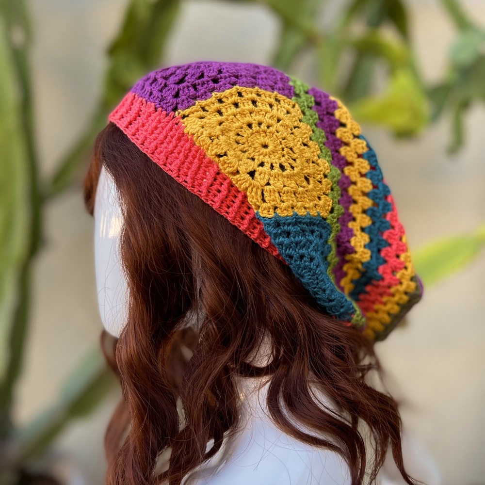 handmade crochet beanie hat unisex multicolor